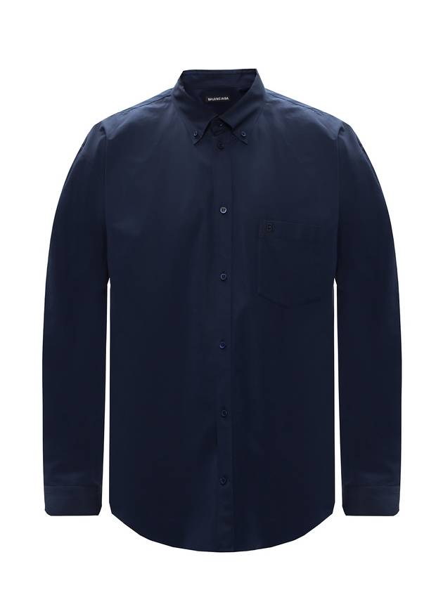 Luxury Balenciaga  Back Logo Long Sleeve Shirt Navy