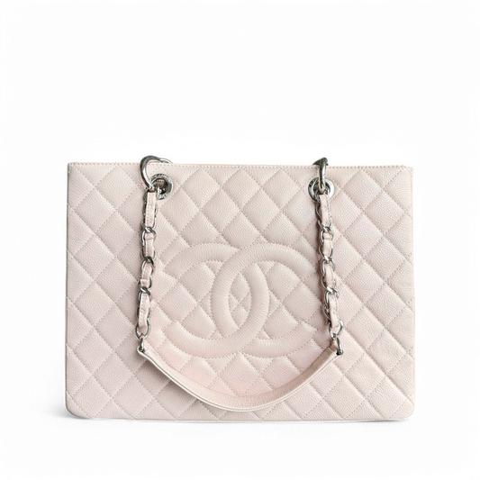 Chanel GST Grand Shopping Tote - Caviar Quilted Light Pink Silver Harwdare Series 18