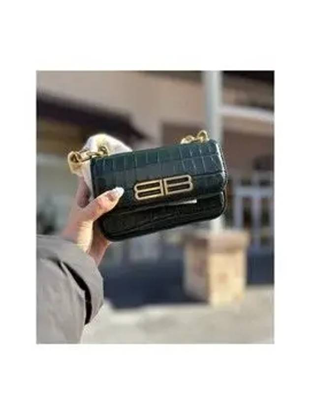 Luxury Balenciaga  Crocker Leather Gossip Shoulder Bag Green