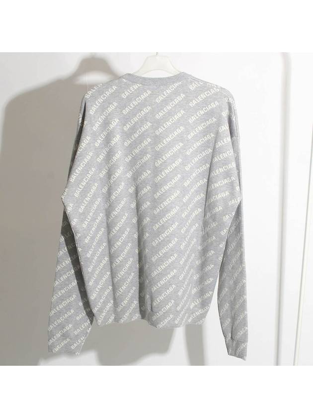 Luxury Balenciaga  Wool Over Logo Pattern Knit Sweatshirt Grey