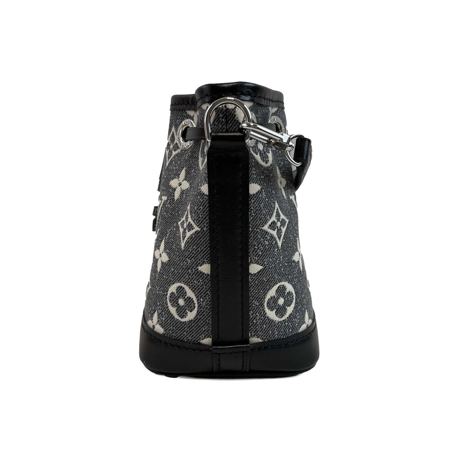 LOUIS VUITTON Monogram Jacquard Denim Nano Noe Gray Black Crossbody Bag NEW