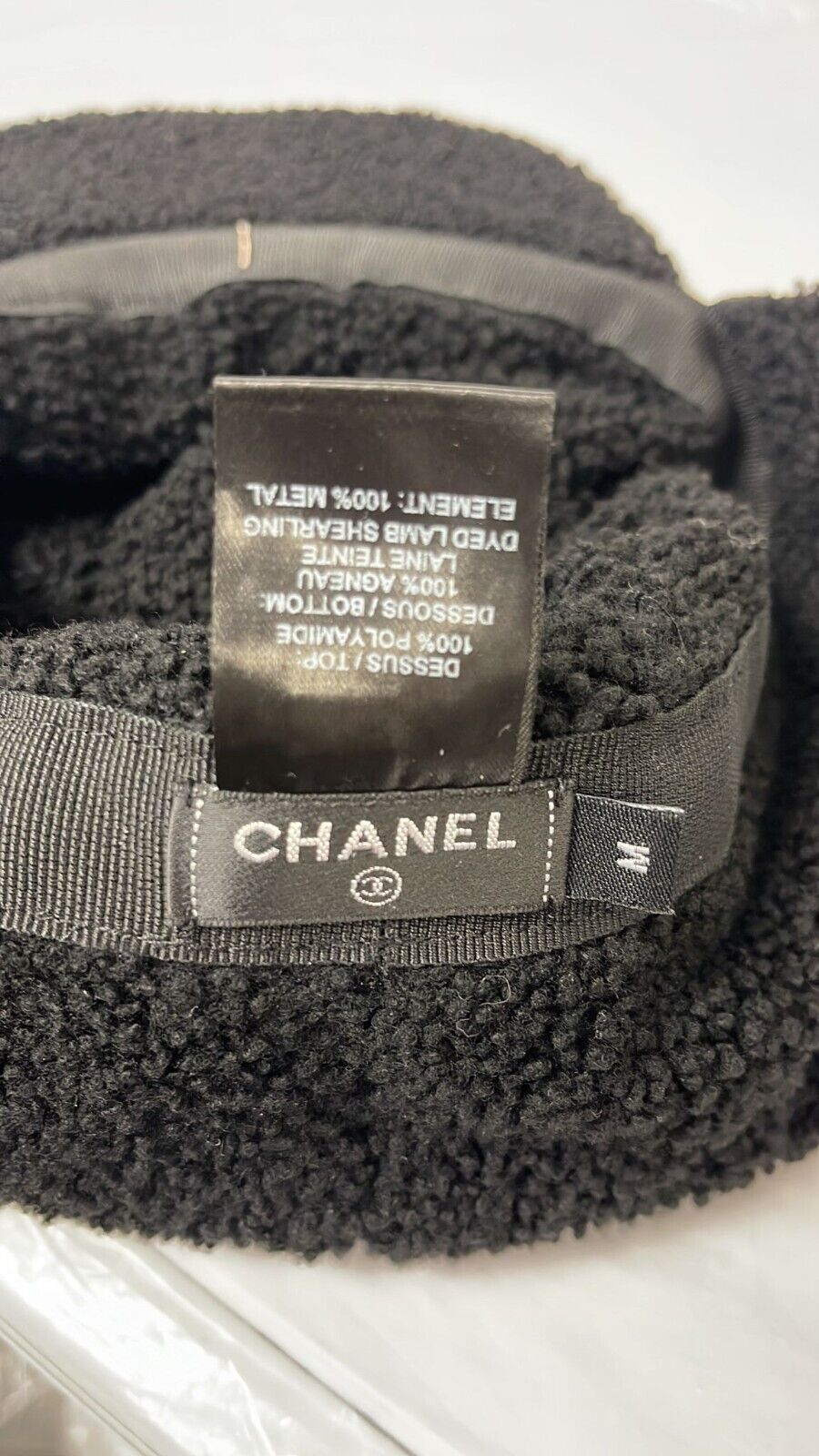 Top Quality Chanel New Gorgeous  Shearling / Nylon Trapper Hat Gray / White M