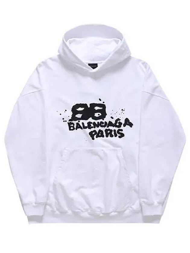Luxury Balenciaga  BB Icon Logo Large Fit Hoodie White