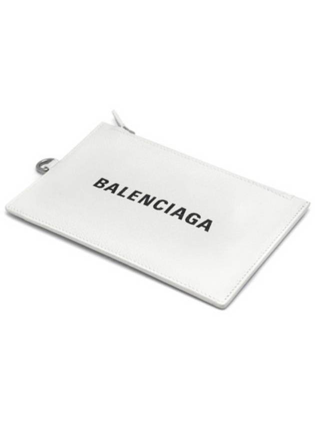 Luxury Balenciaga  Cash Logo Strap Double Pouch Strap Card Wallet White