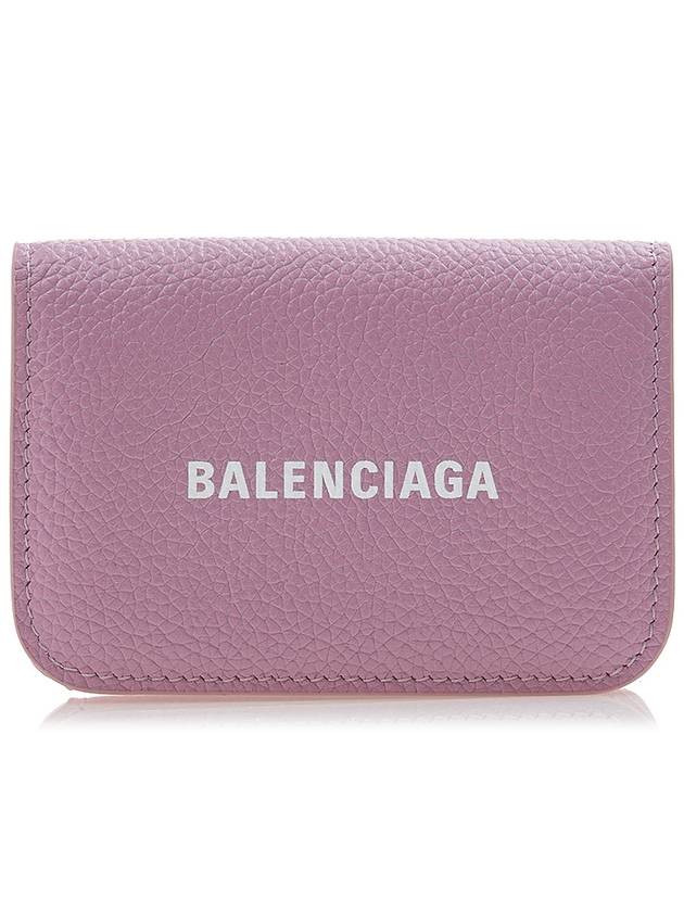 Luxury Balenciaga  Logo Tripold Leather Half-Wallet Pink