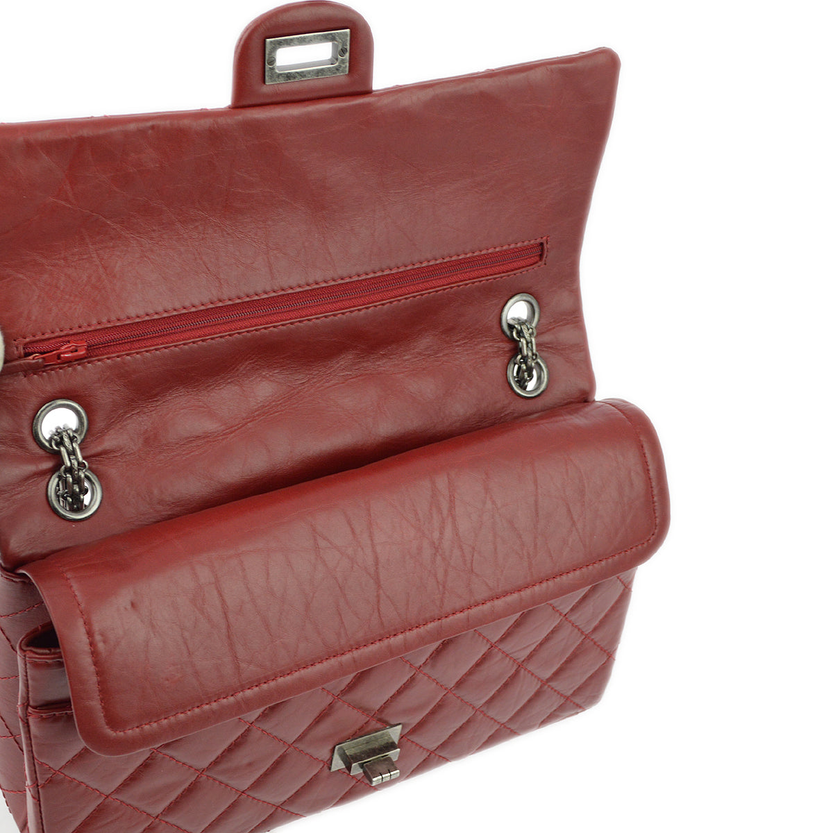 Chanel Red Calfskin 2.55 Classic Double Flap Shoulder Bag