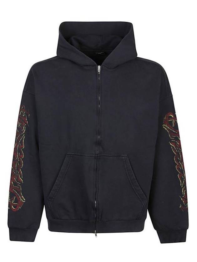 Luxury Balenciaga  Offshore Medium Fit Zip-Up Hoodie Black Faded
