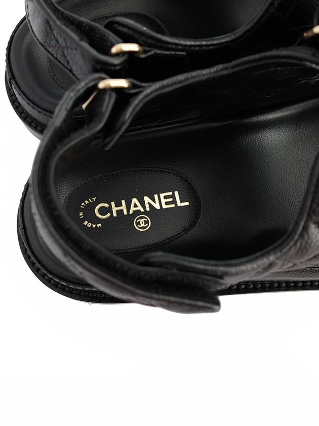 WoMen's CC Logo Velcro Sandals Gold Black Chanel