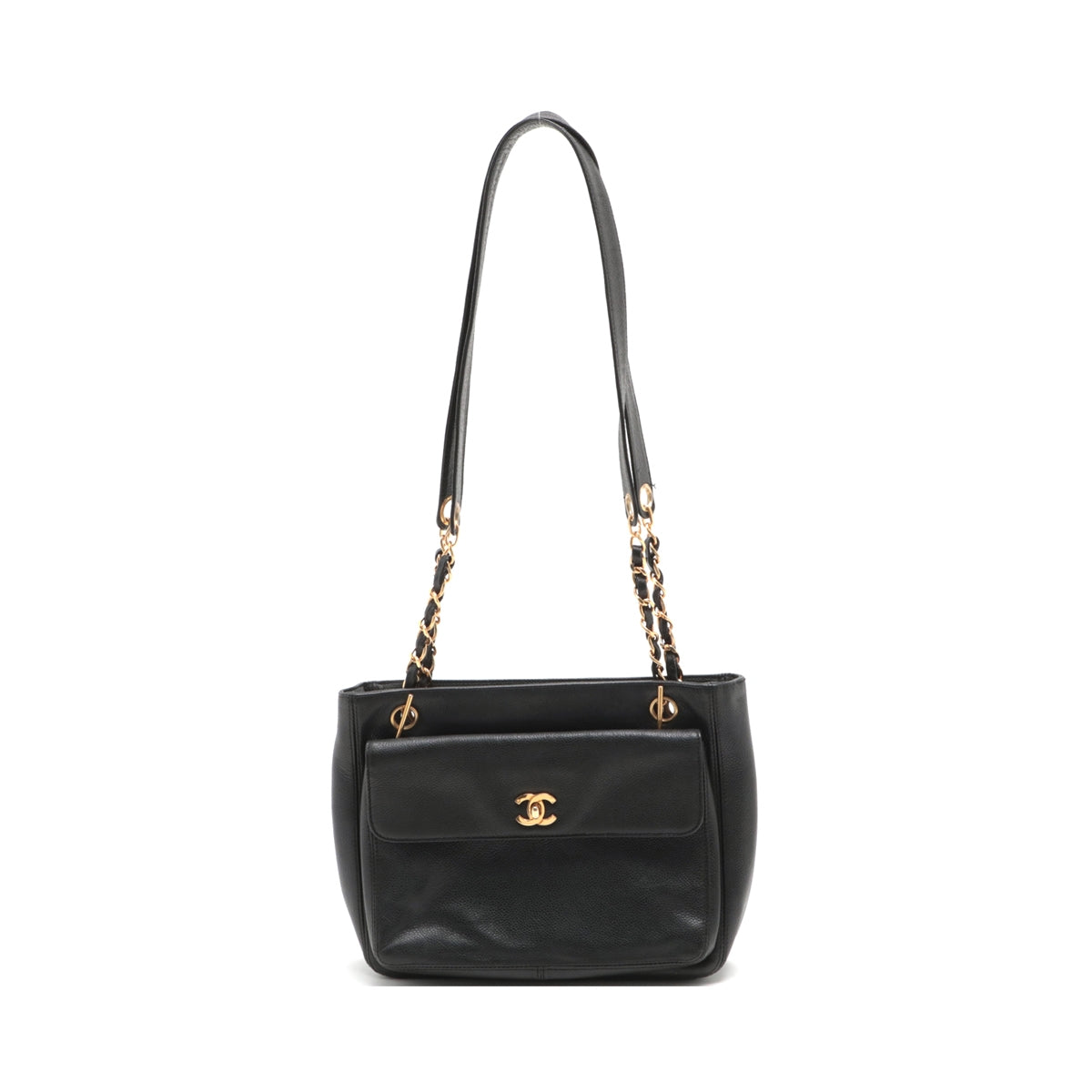 Chanel Coco Caviar S Tote Bag Black Gold  4th