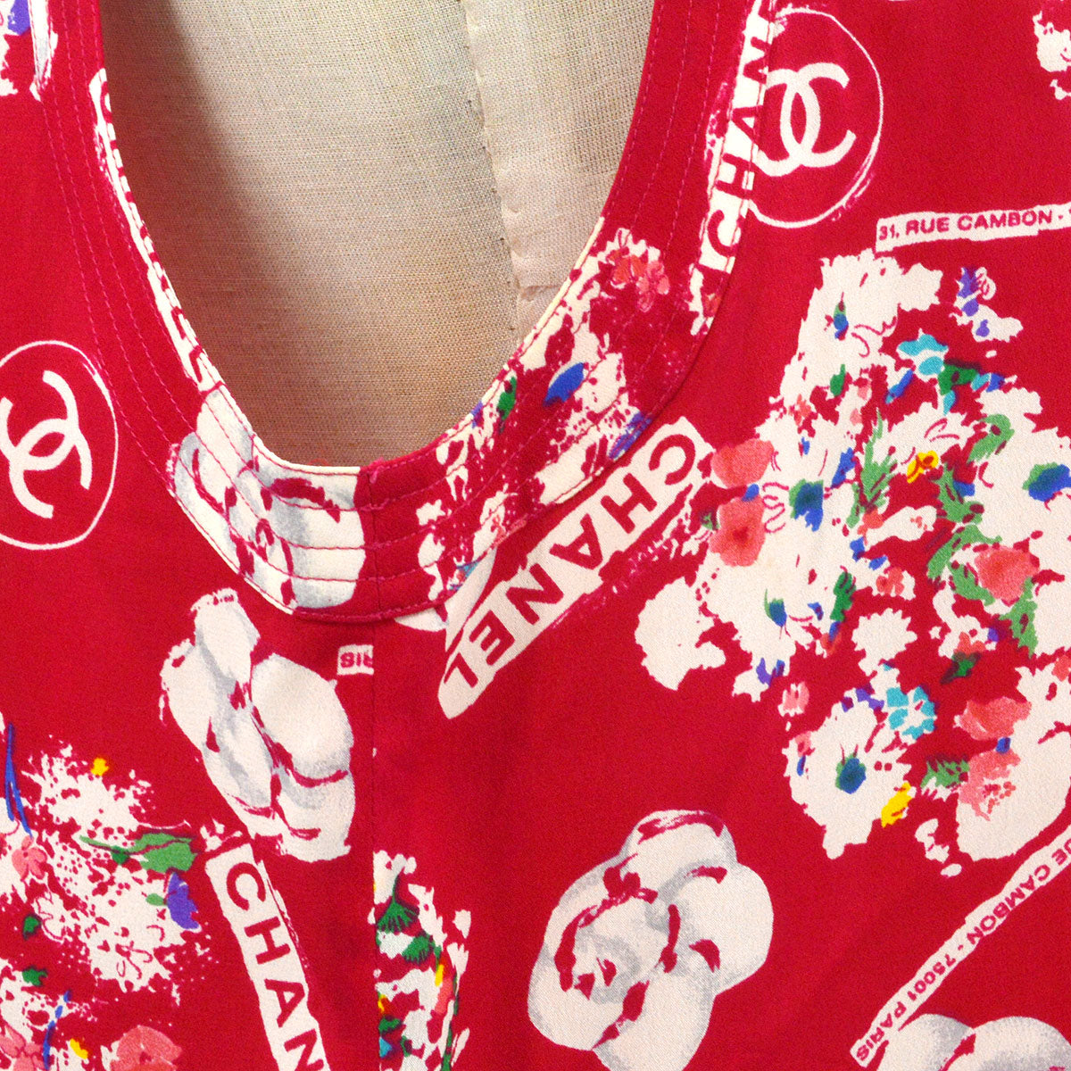 Chanel Spring 1986 camellia print silk tank top #44