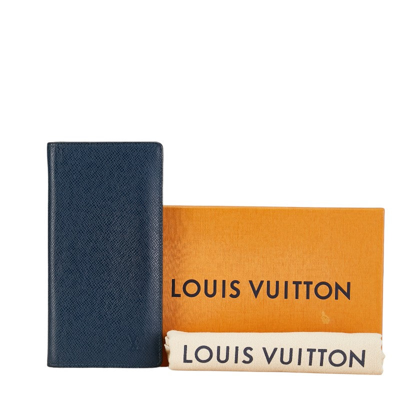 Louis Vuitton Taiga Portefolio Braza Long Wallet M30502 Navy Leather Mens Louis Vuitton