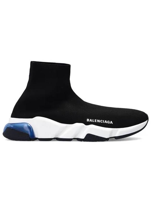 Luxury Balenciaga  Speed Trainer Clear Sole High Top Sneakers  Blue Black