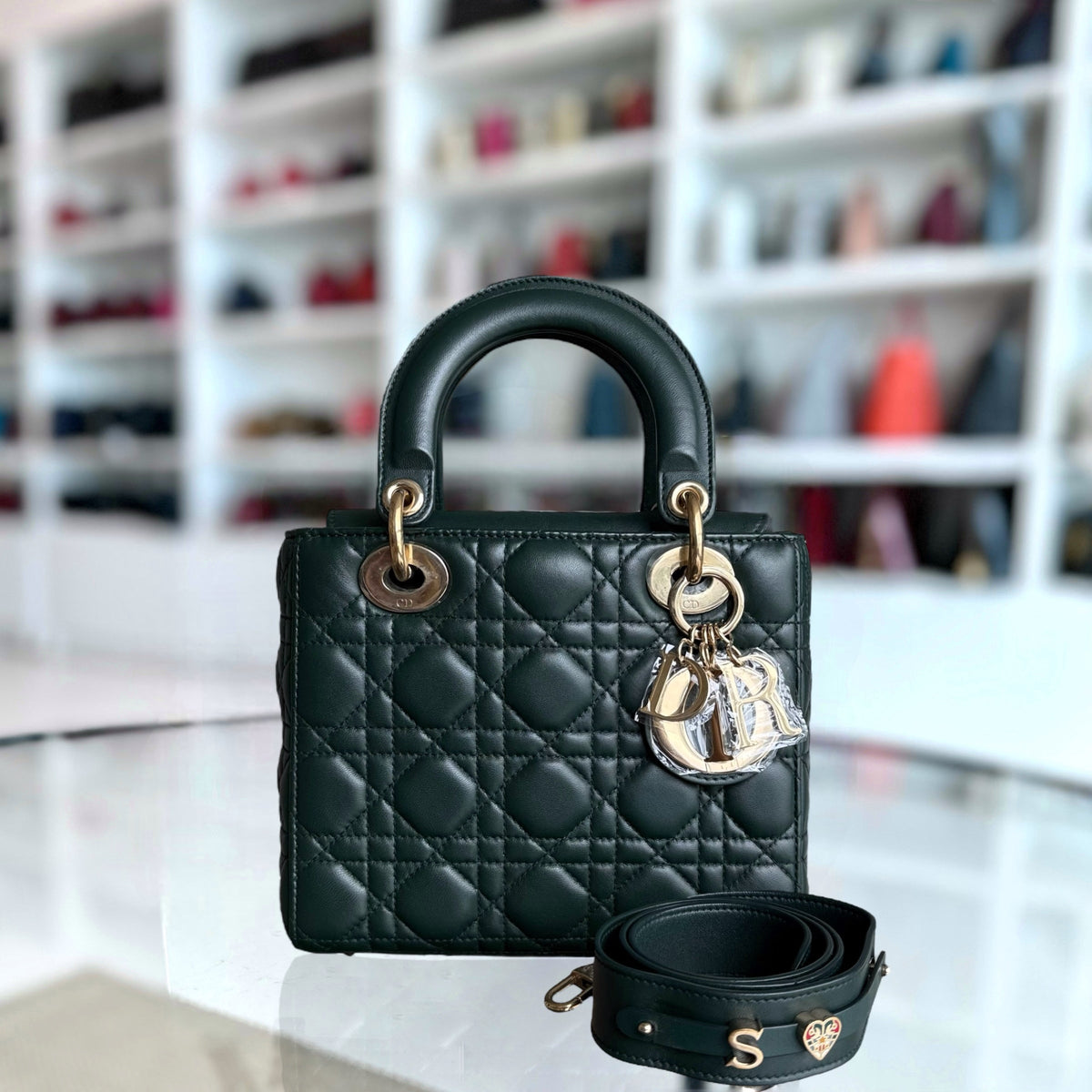 Dior Lady Small ABC - Cannage Lambskin Dark Green Gold Hardware MyABC