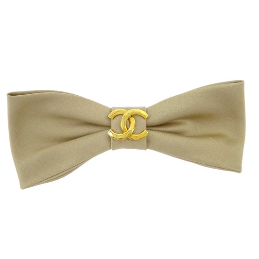 Chanel Bow Hair Clip Hairpin Barrette Beige