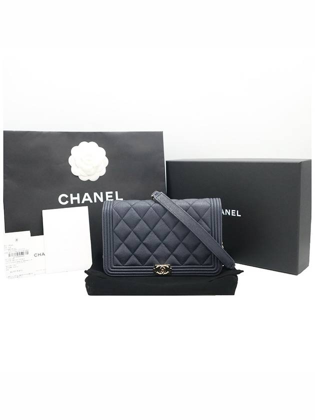 Chanel AP1117 Navy Caviar Boy WOC Gold Small Shoulder Bag 30s Chanel
