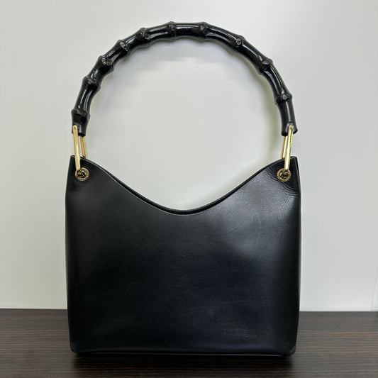 Gucci Vintage Leather Bamboo Shoulder Bag - Blue Shoulder Bags, Handbags LB
