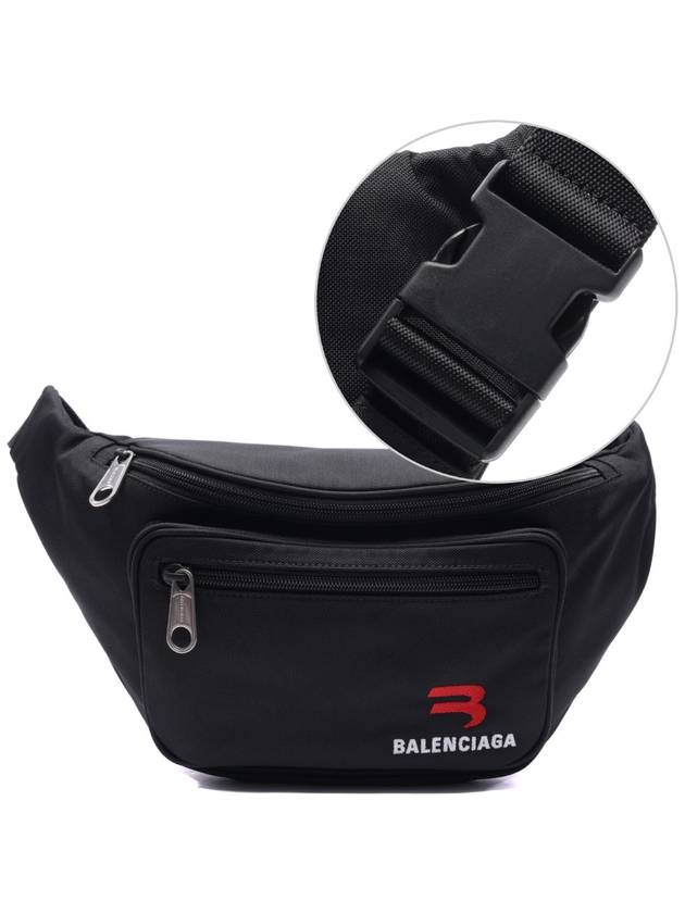 Luxury Balenciaga  Explorer Logo Canvas Belt Bag Black