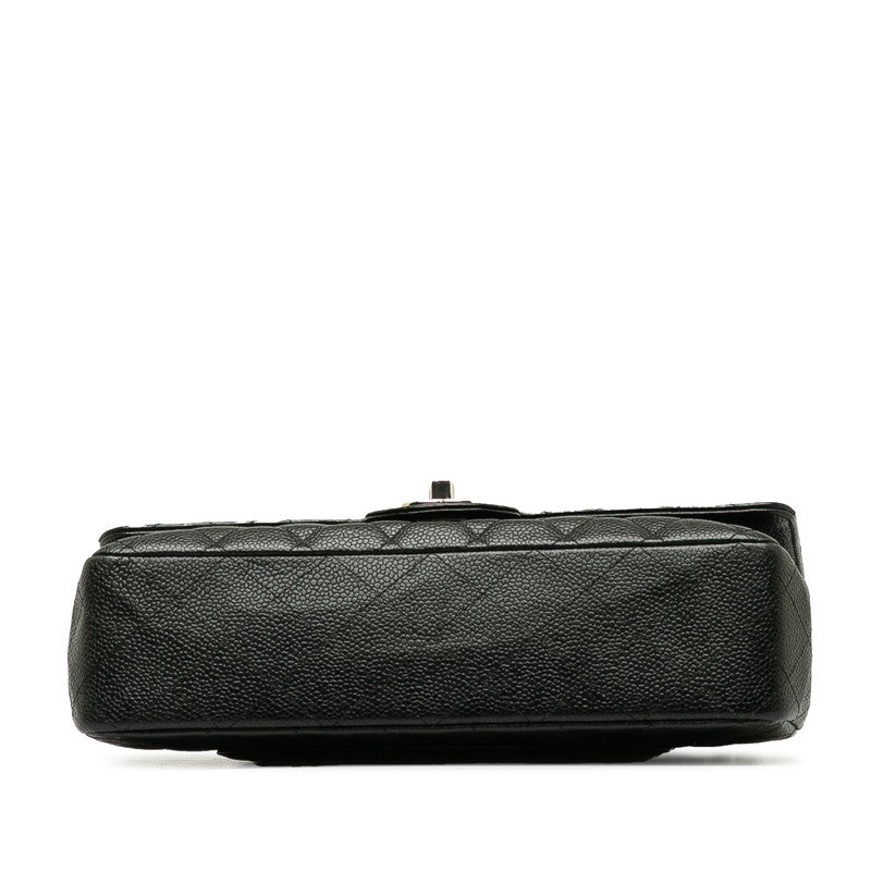 Chanel Matrace 25 Cocomark Double Flap ilver  Chain Shoulder Bag Black Caviar S  CHANEL