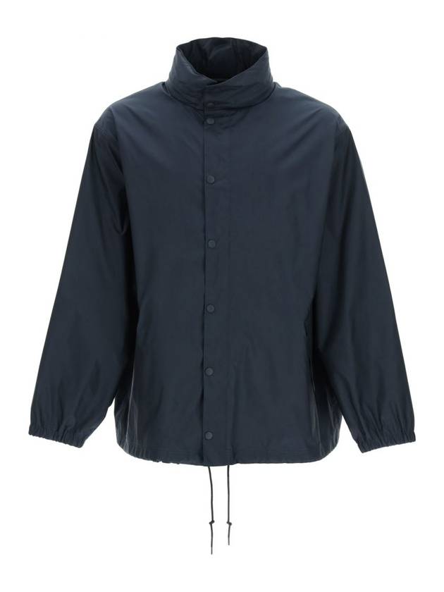 Luxury Balenciaga  Language Logo Nylon Raincoat Navy