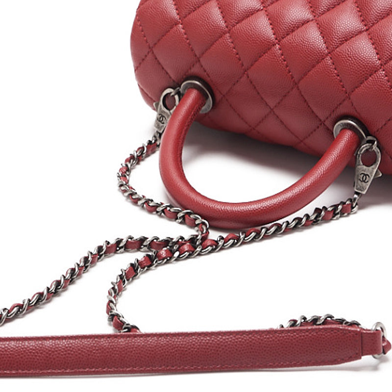 CHANEL Matrasse Coco Handle 2WAY Handbag Caviar S Red (Silver G ) Handbag  Shoulder Bag Ladies Handbag Hybrid 【 Delivery】 Netherlands Online