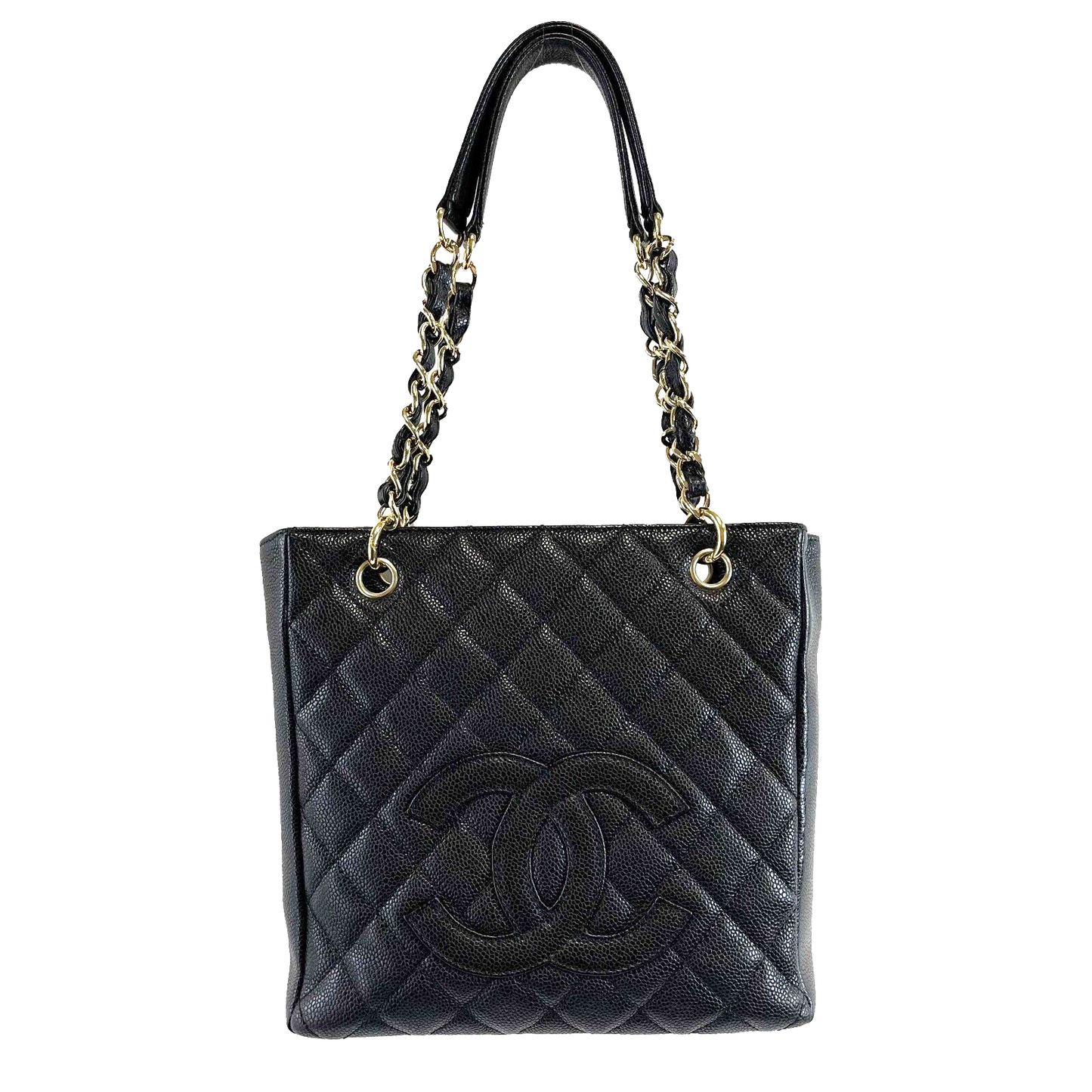 CHANEL Excellent Petite Shopping Tote Caviar PST 2016 Black Handbag