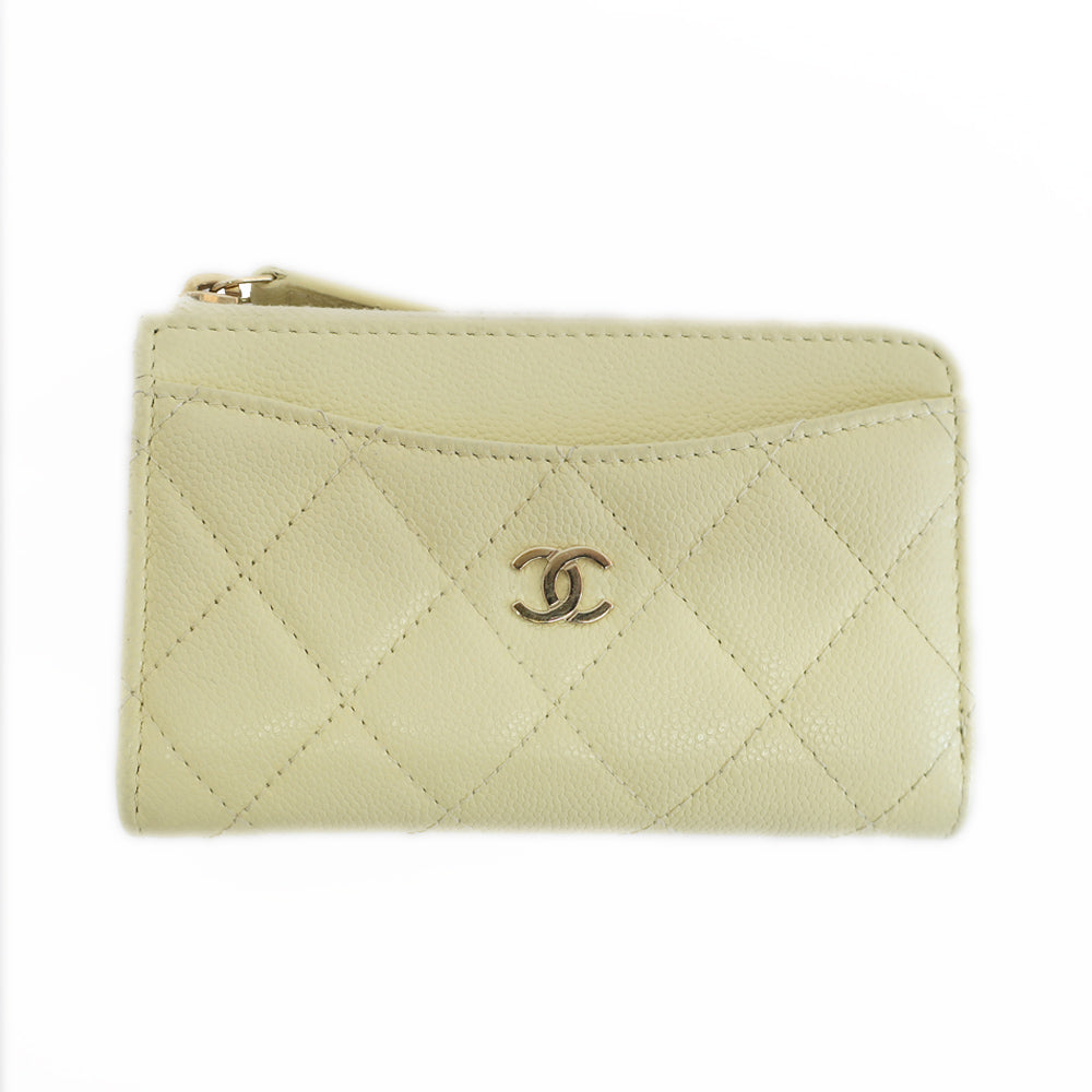 Chanel Coin Box Card Box L   Yellow Caviar S G  Coco Wallet Small