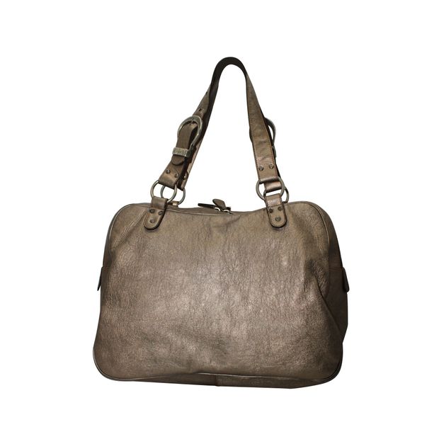DIOR Gaucho Large Tote Bag in Silver Metallic Leather