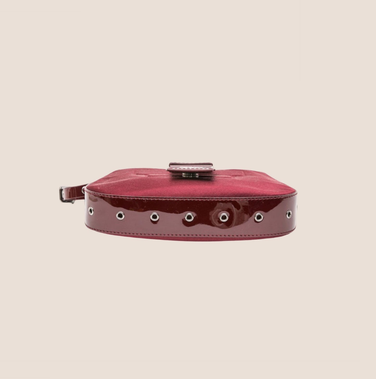 CHRISTIAN DIOR BURGUNDY SATIN & PATENT LEATHER MINI STREET CHIC HOBO BAG