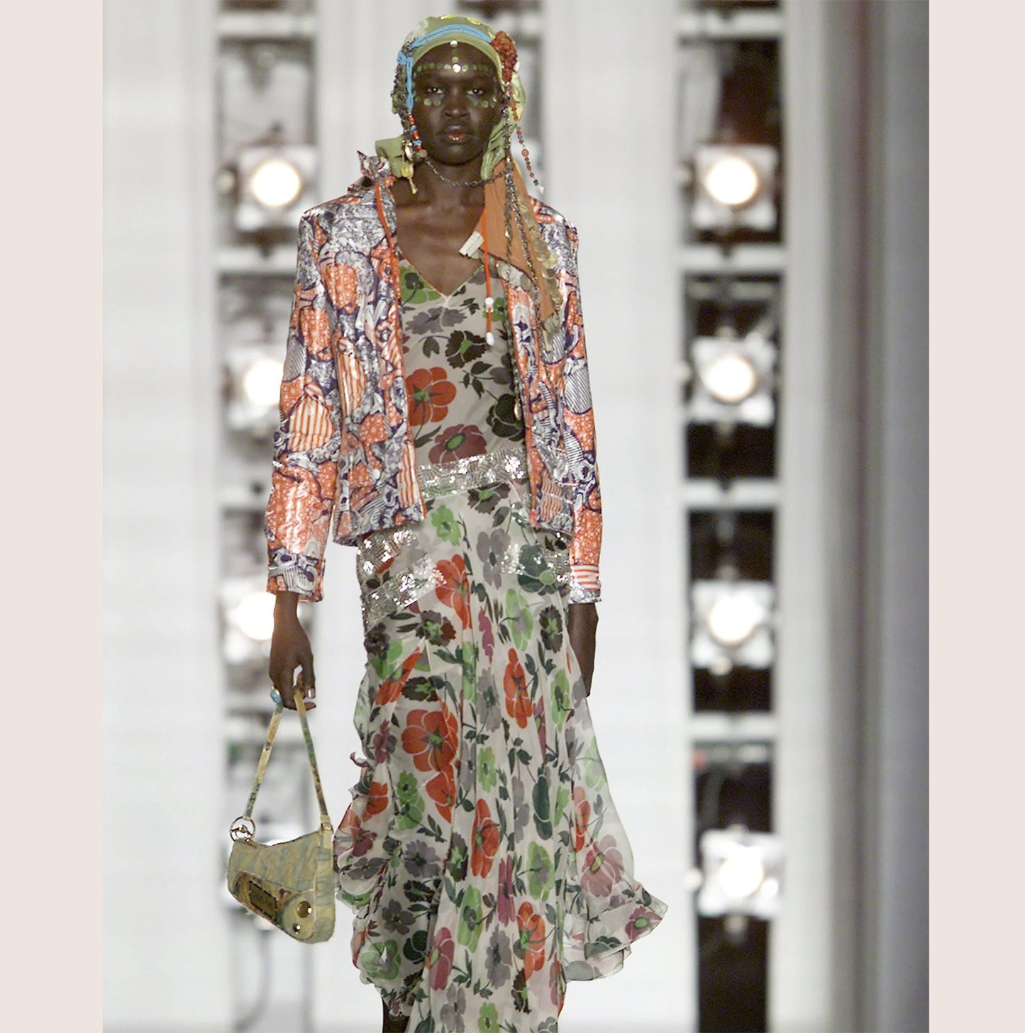 CHRISTIAN DIOR FALL 2001 FLORAL PRINT TUBE TOP