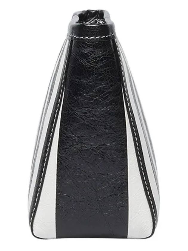 Luxury Balenciaga  Barbes Striped Zipper Clutch Bag Black