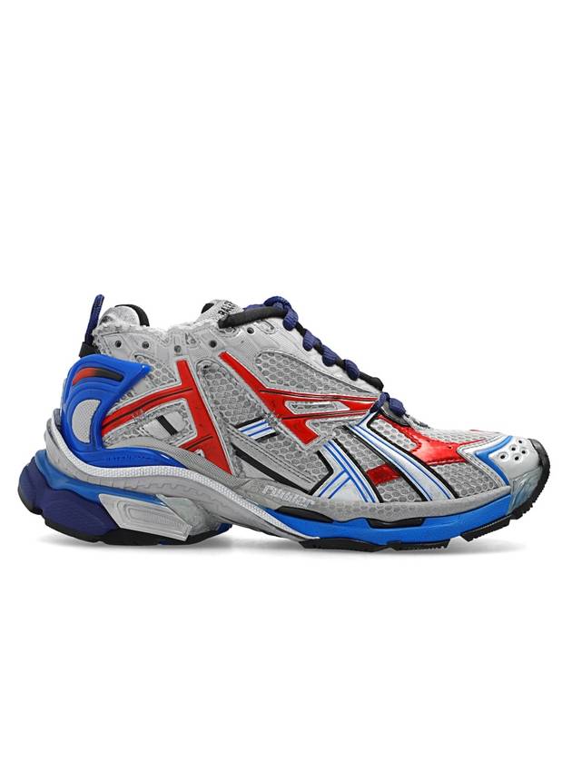 Luxury Balenciaga  Effect Mesh Runner Low Top Sneakers Grey Blue