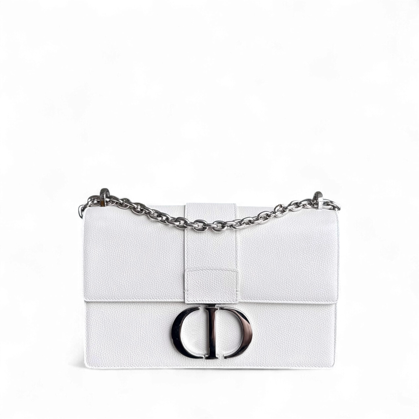 Dior 30 Montaigne - Grained Calfskin White Silver Hardware
