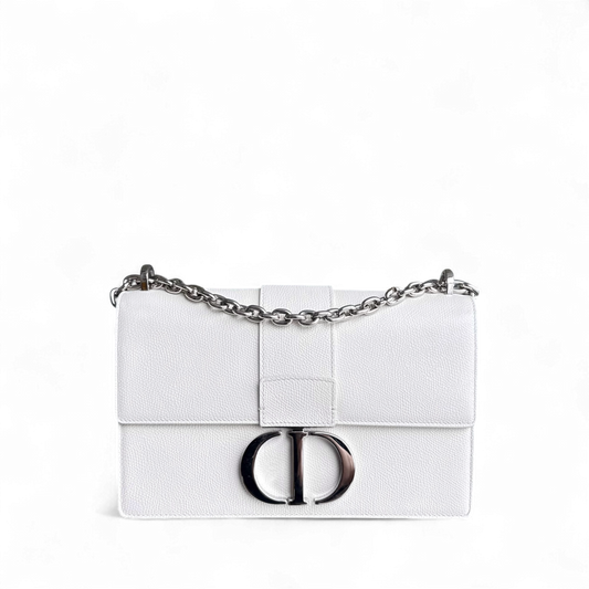 Dior 30 Montaigne - Grained Calfskin White Silver Hardware