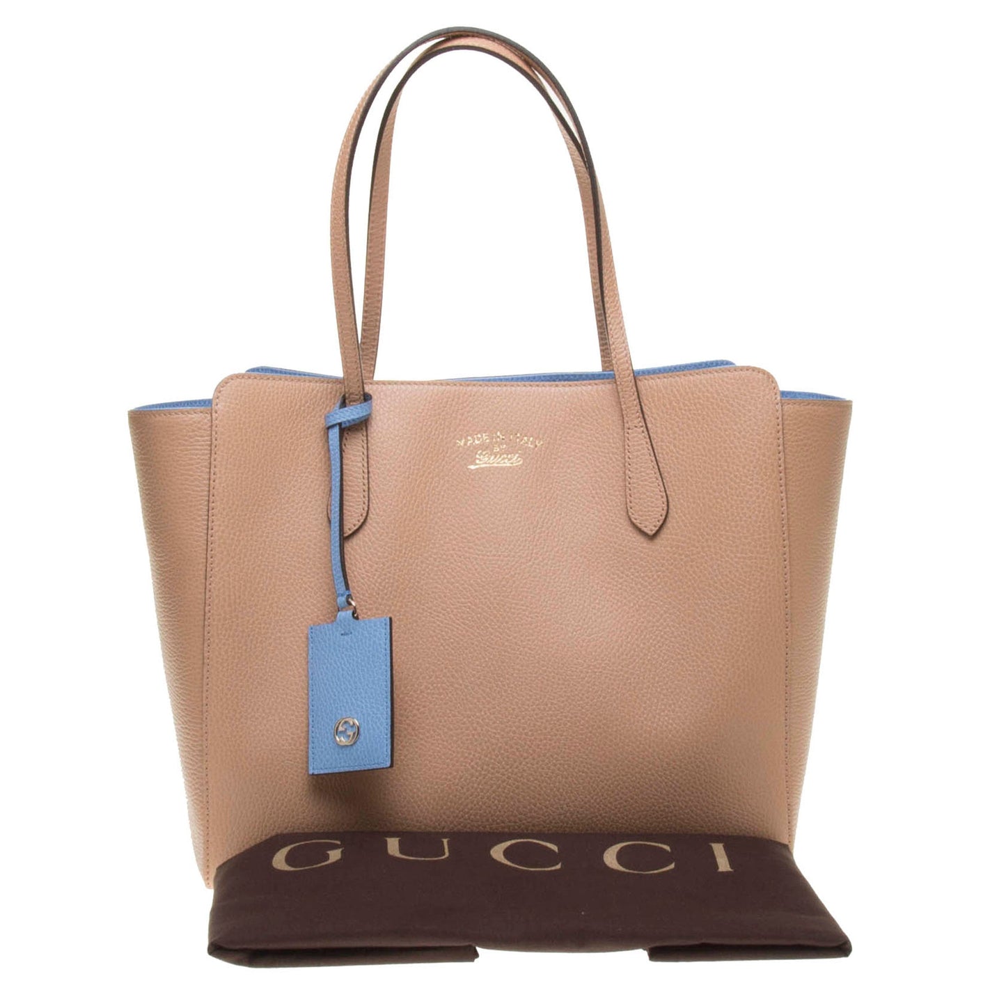 Gucci 354397 Camel Swing Leather GM Tote Bag