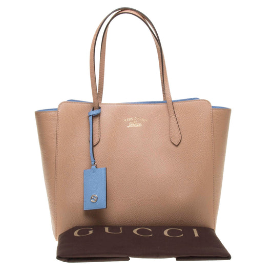 Gucci 354397 Camel Swing Leather GM Tote Bag