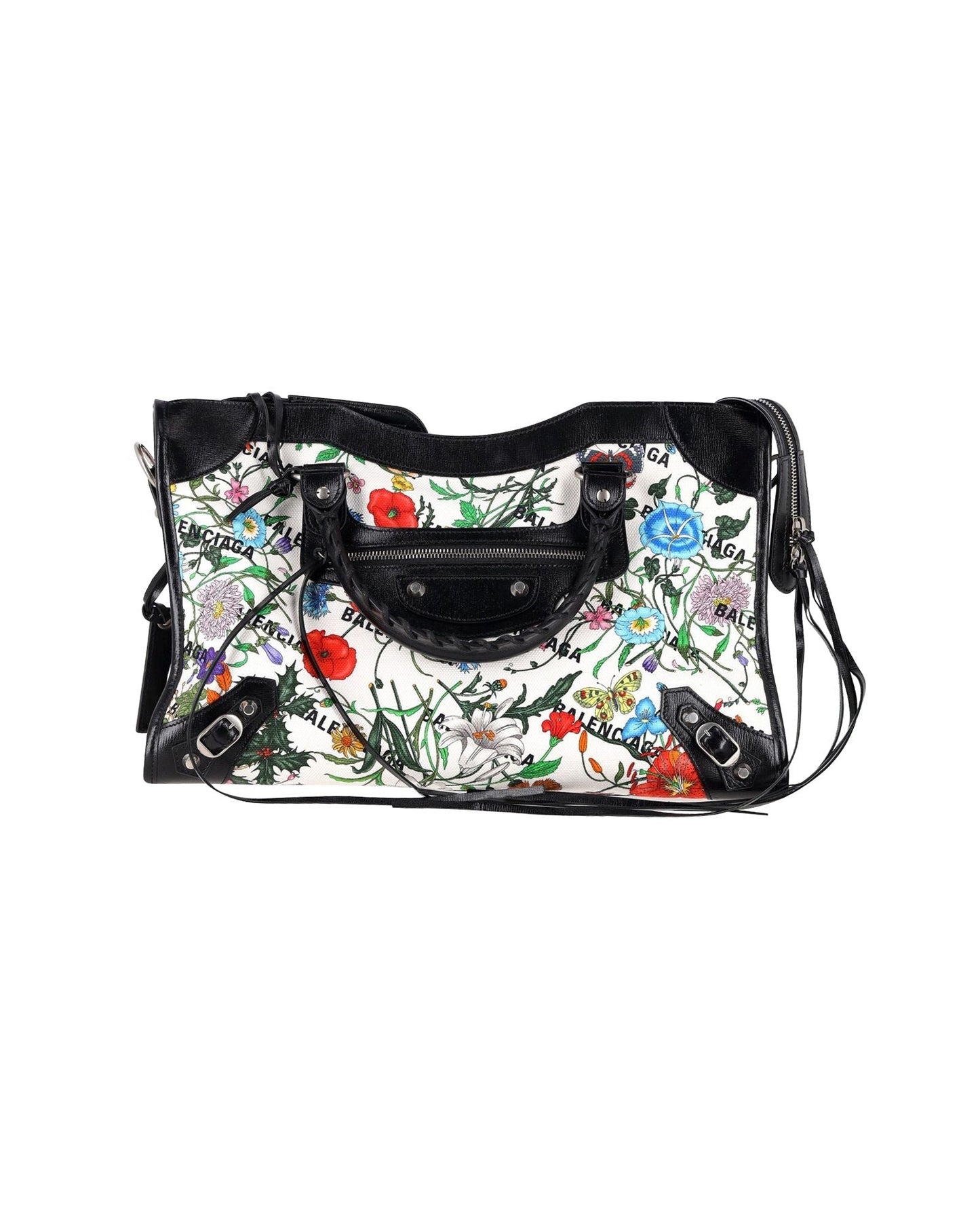 Gucci x Luxury Balenciaga  The Hacker Project Floral Neo Classic Bag Medium in White Floral Canvas