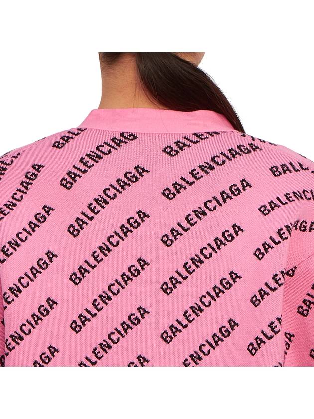 Luxury Balenciaga  All-Over Logo Cardigan Pink