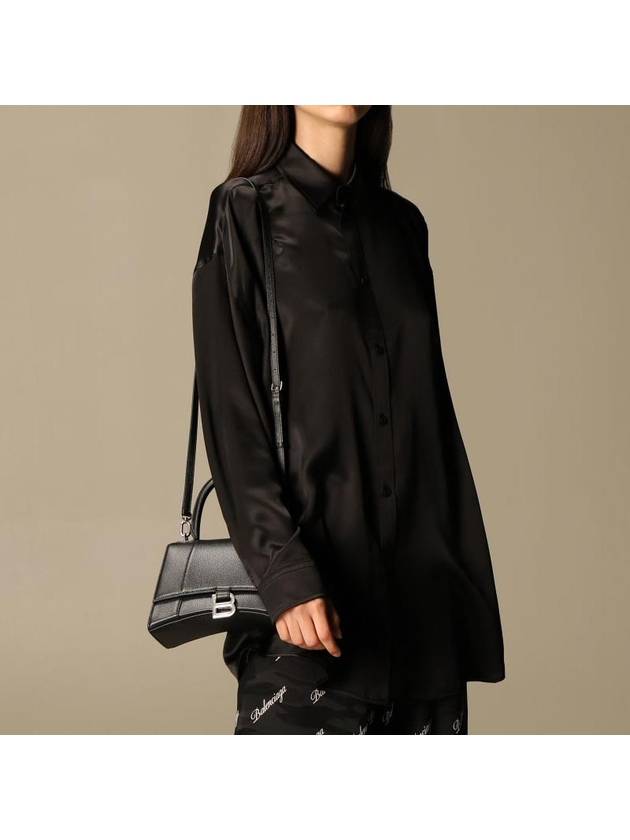 Luxury Balenciaga  Hourgrass Small Grained Calfskin Cross Bag Black