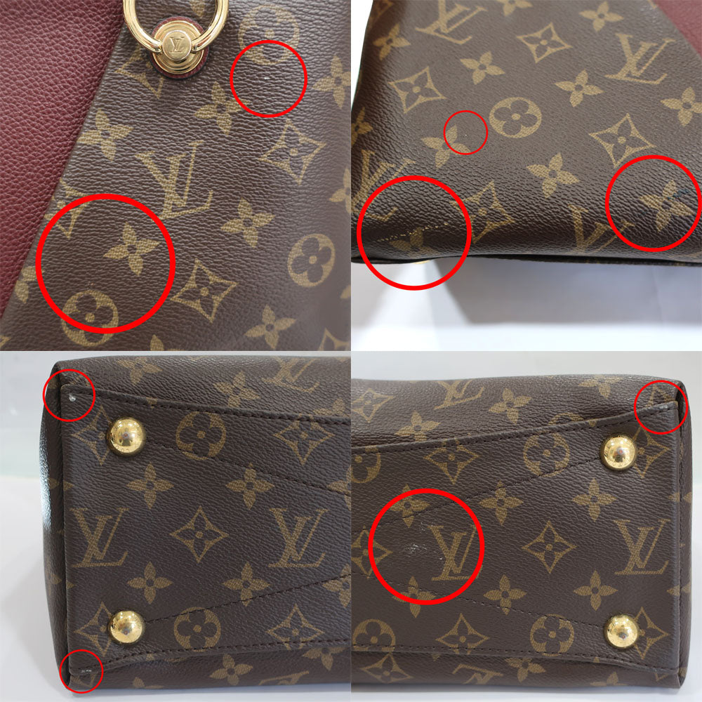 Louis Vuitton V Toot MM M43949 Monogram 2w Toot Bag Shoulder Brown Bordeaux  Female
