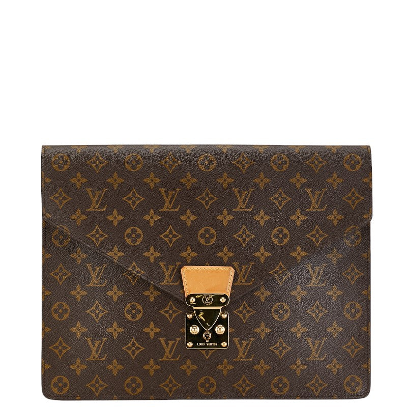 Louis Vuitton Monogram Porte Document Senator Business Bag Backpack M53335 Brown PVC Leather Mens LOUIS VUITTON