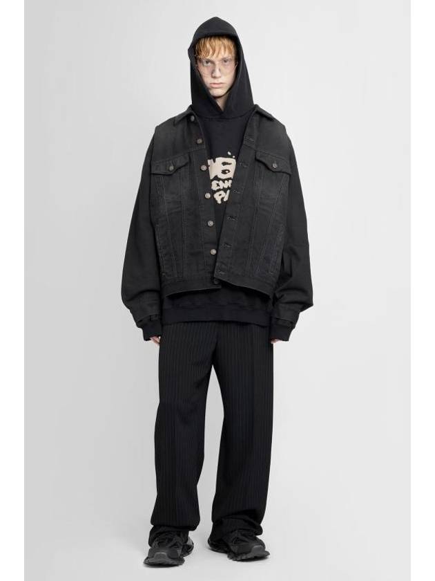 Luxury Balenciaga  Political Campaign Logo Oversized Denim Jacket Black