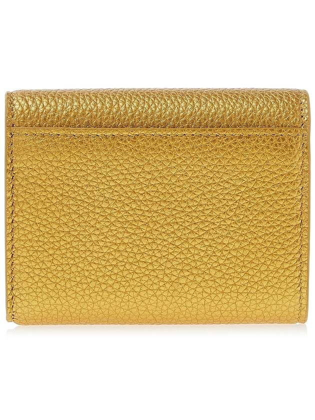 Luxury Balenciaga  Logo Print Tri-Fold Half Wallet Gold