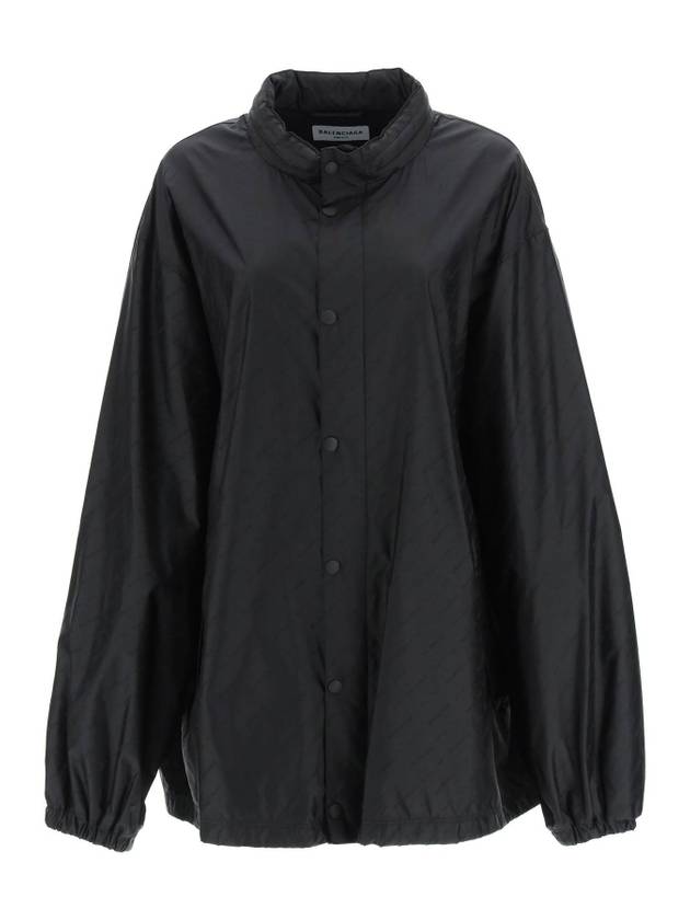 Luxury Balenciaga  Men's All-Over Logo Rain Jacket Black