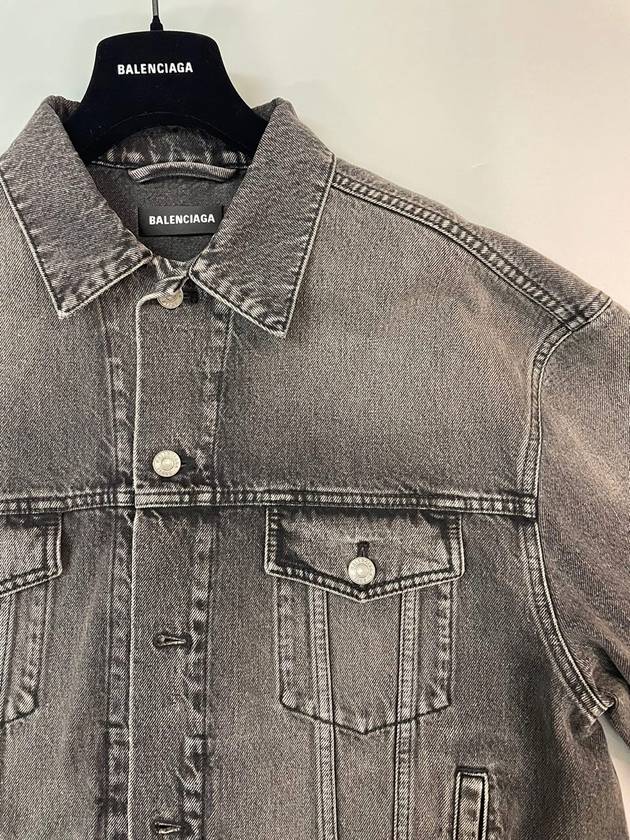 Luxury Balenciaga  Notre Dame Print Denim Jacket Black