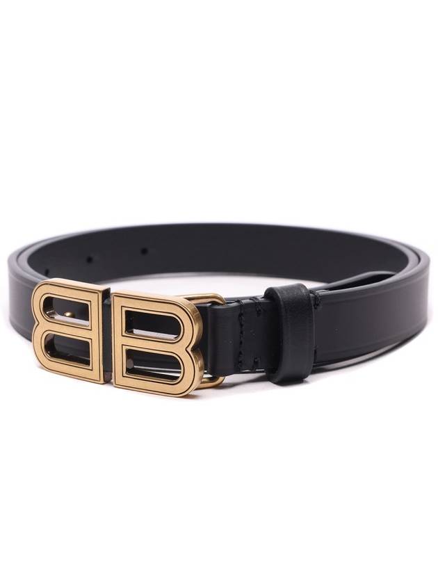 Luxury Balenciaga  Hourglass Thin Leather Belt Black