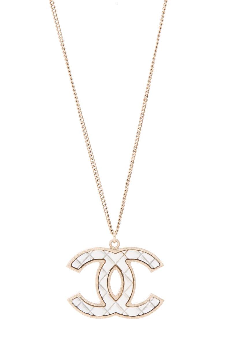 Chanel  Gold Quitled CC Pendeant Necklace