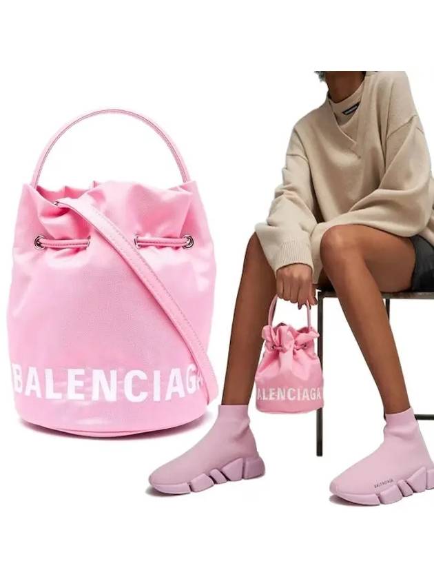 Luxury Balenciaga  Wheel XS Drawstring Bucket Bag Pink