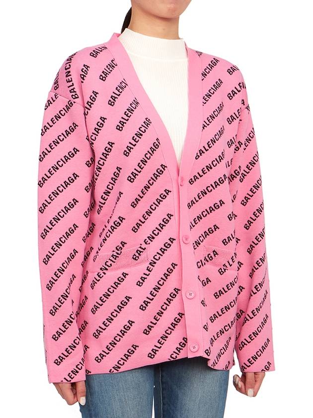Luxury Balenciaga  All-Over Logo Cardigan Pink
