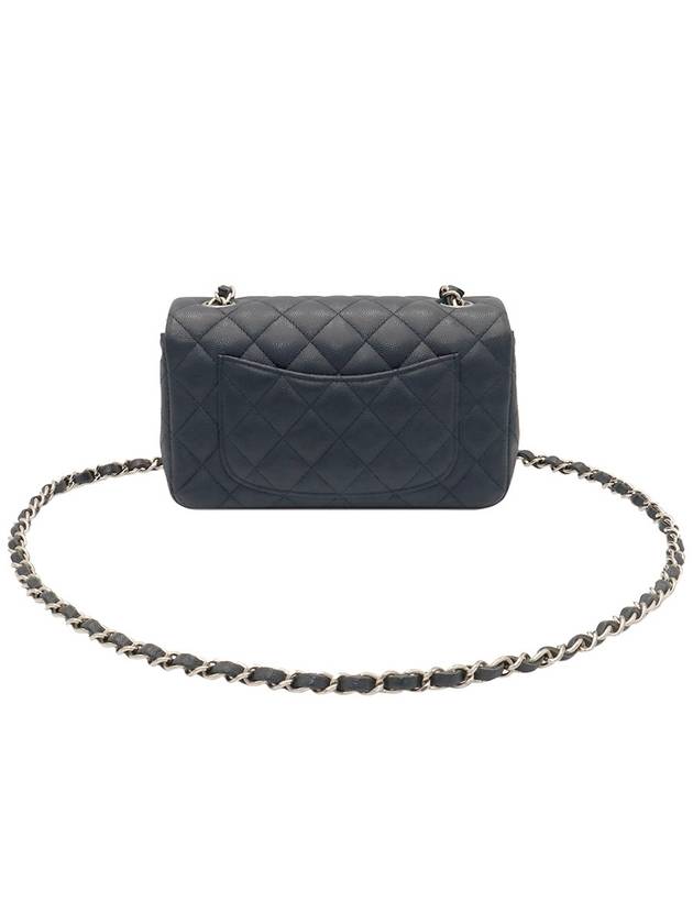 Navy Caviar Silver Chain Classic New Mini Flap Shoulder Bag 26th A69900 Chanel
