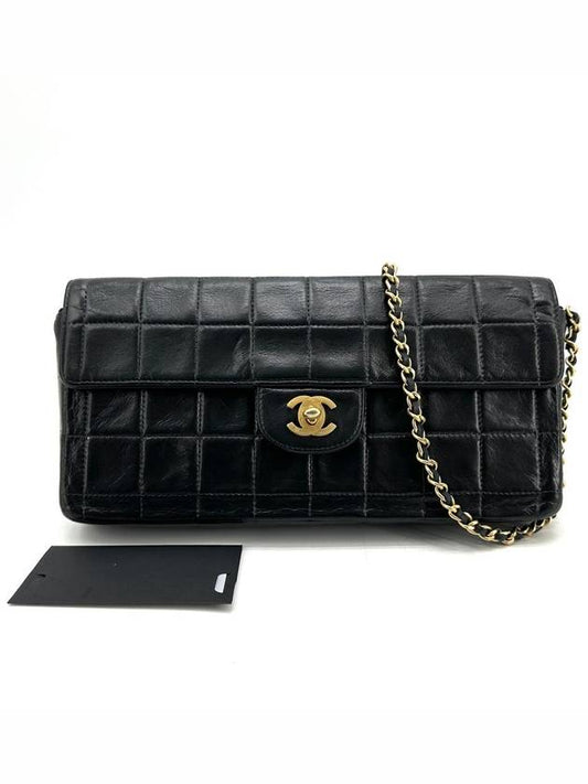 Lambskin chocolate bar baguette shoulder bag Chanel